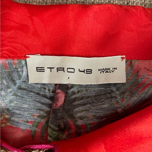 ETRO Circus Print Pyjama Shirt/Blouse  In Rosso/Red  Size 48 - Picture 9 of 12